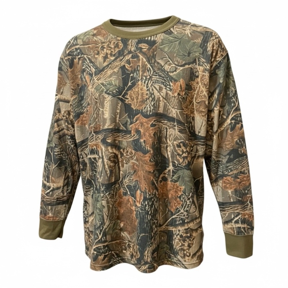 VTG 90s Cabelas Camo Thermal Base Layer Shirt Mens 2XL Tall Made in USA X-Static